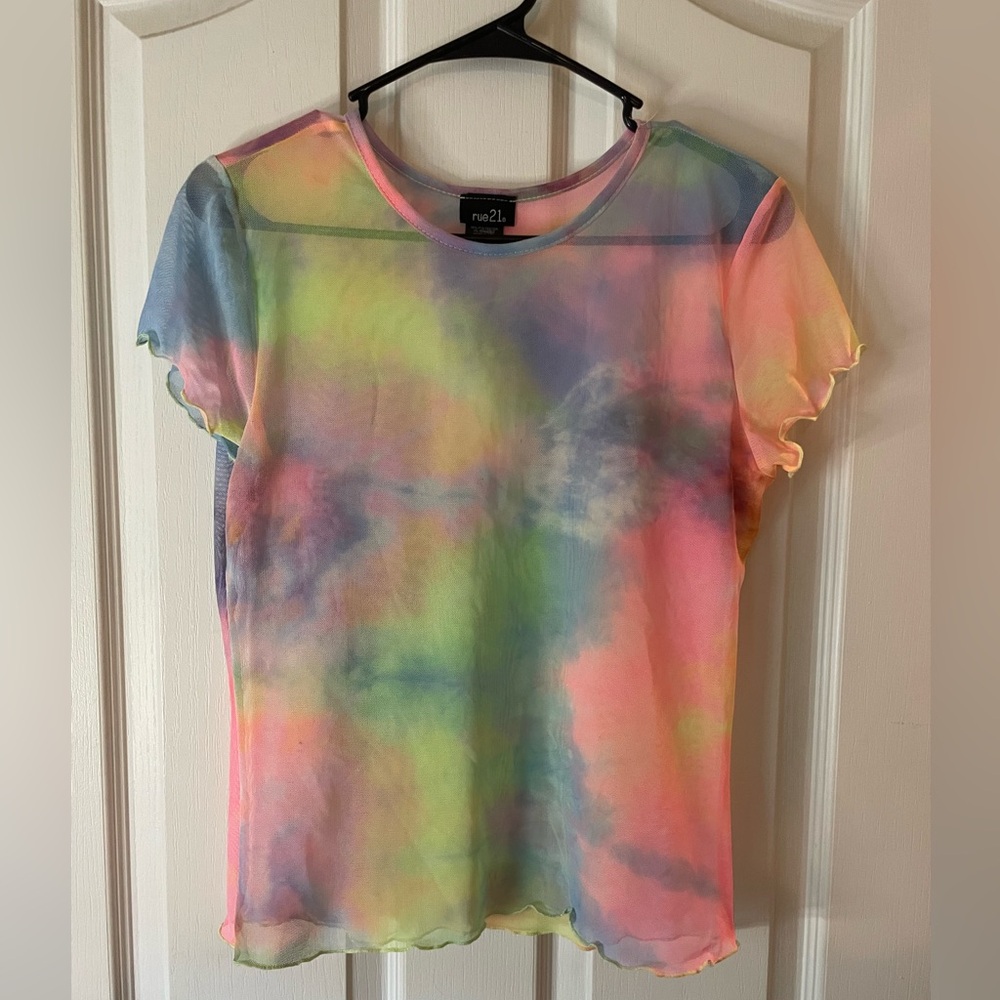 Mesh tie dye print top!